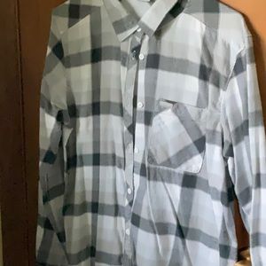 Women’s button-down plaid shirt